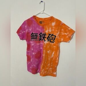 Pink and orange tie-dyed t shirt